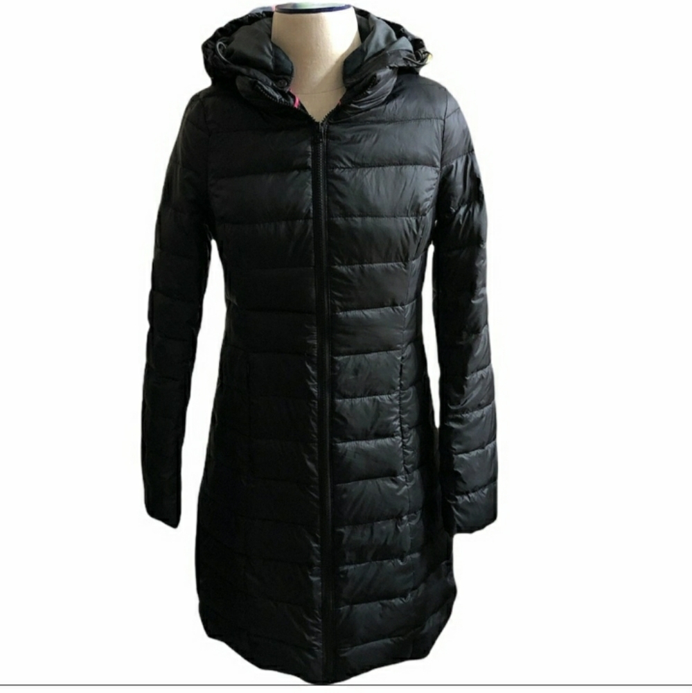 AMERICAN EAGLE Black Down Puffer Coat Sz S.EUC! Full length down puffer …